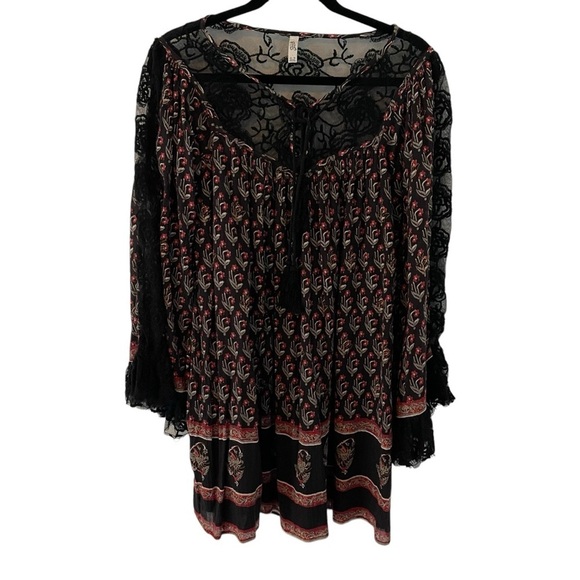Free People Nomad Child Boho Floral Lace Tunic XS oversized - Picture 8 of 16
